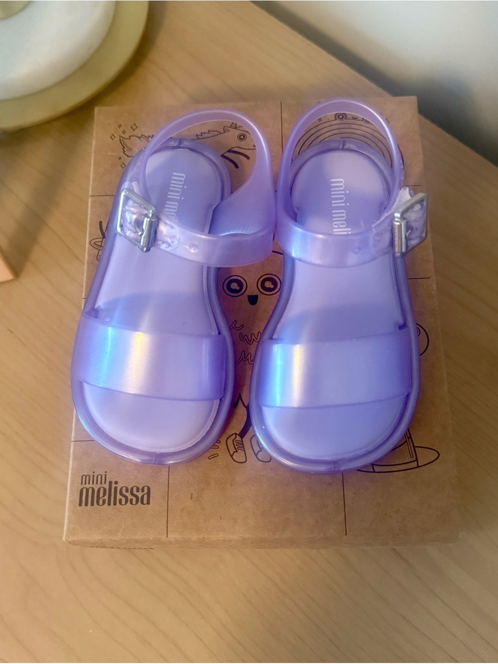 Mini Melissa Girls' Iridescent Lavender Jelly Sandals
